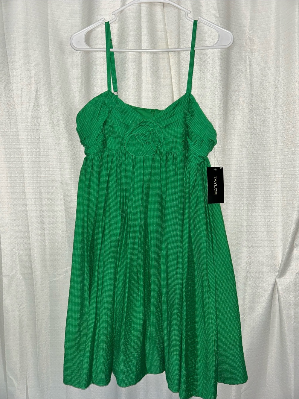 Taylor Bright Green Spaghetti-Strap Mini Dress
